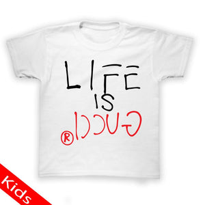 Youth Short Sleeve T-shirt Printed With Lifs Is Gucci Design