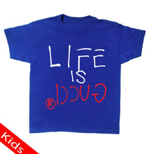 Load image into Gallery viewer, Youth Short Sleeve T-shirt Printed With Lifs Is Gucci Design