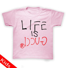 Load image into Gallery viewer, Youth Short Sleeve T-shirt Printed With Lifs Is Gucci Design