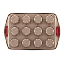 Load image into Gallery viewer, Nonstick Bakeware 10-Piece Set, Latte Brown with Cranberry Red Handle Grips